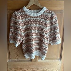 Universal Thread Textured Knit Sweater Top - Rust and Cream Pattern size Medium